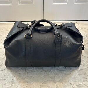 Elegant Black Leather Duffel Bag for Men